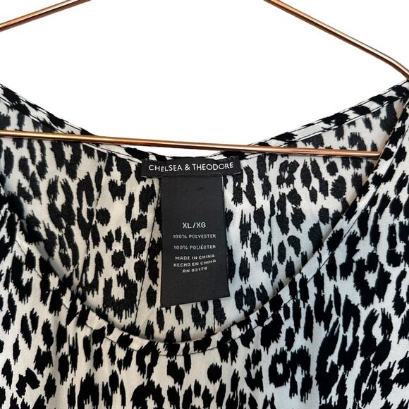 CHELSEA & THEODORE LEOPARD PRINT TOP blouse size XL - Picture 2 of 5